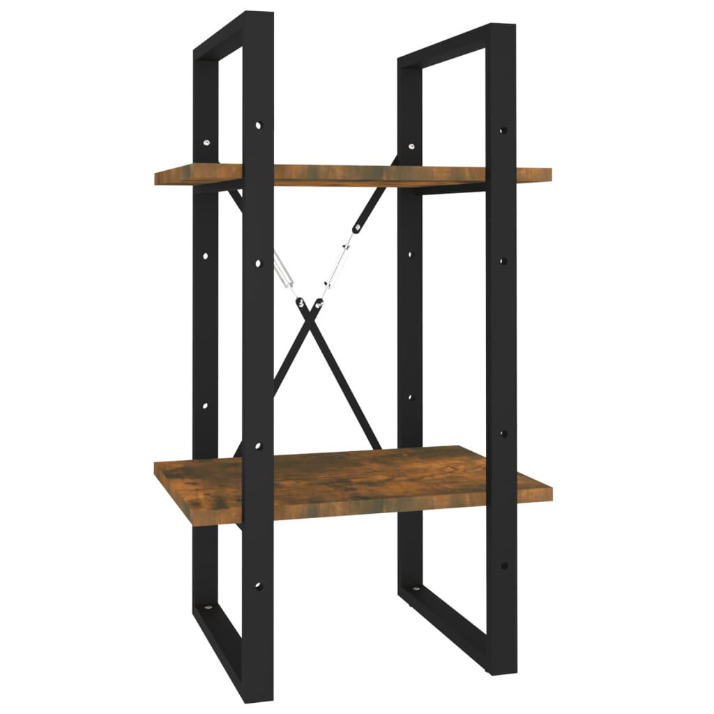 Bokhylla 2 hyllor rökfärgad ek 40x30x70 cm konstruerat trä