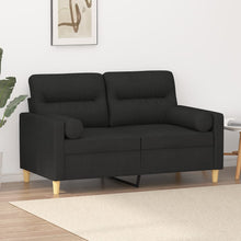 2-sits soffa med prydnadskuddar svart 120 cm tyg