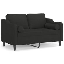 2-sits soffa med prydnadskuddar svart 120 cm tyg