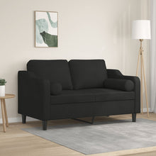 2-sits soffa med prydnadskuddar svart 120 cm tyg