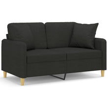 2-sits soffa med prydnadskuddar svart 120 cm tyg