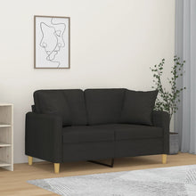 2-sits soffa med prydnadskuddar svart 120 cm tyg