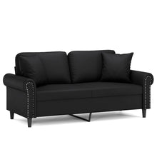 2-sits soffa med prydnadskuddar svart 140 cm konstläder