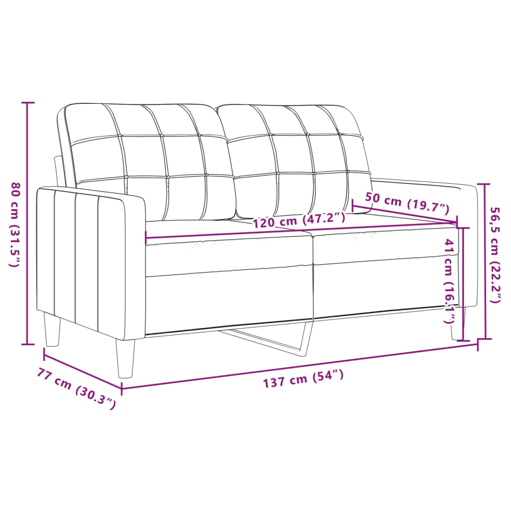 2-sitssoffa gul 120 cm sammet