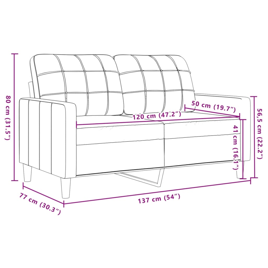 2-sitssoffa brun 120 cm sammet