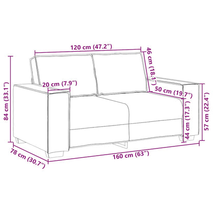 2-sitssoffa ljusgrå 120 cm sammet