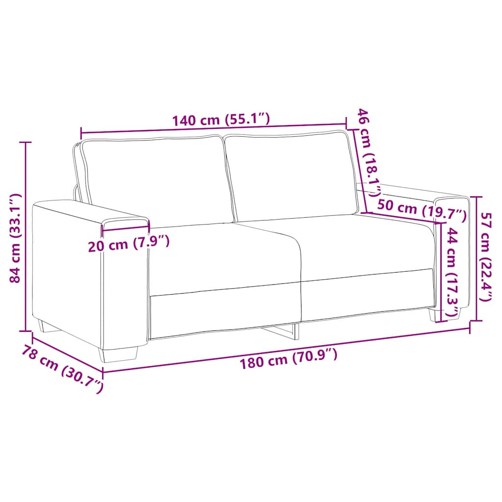 2-sitssoffa gul 140 cm sammet